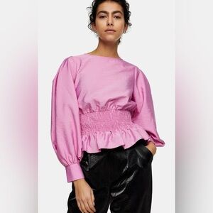 Topshop Pink Smocked Blouse. Size 4 fits like an XS/S